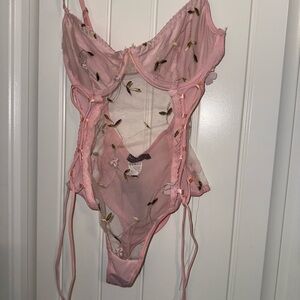 Nasty Gal Pink Sheer Lace Shapewear